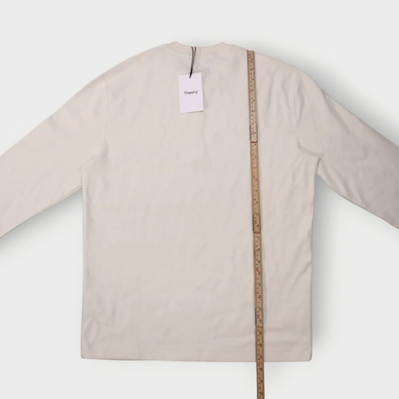Theory Sweater Mens Size SM Thermal Ivory Henley Crewneck Pullover Pima Cotton - Picture 8 of 10